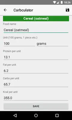 Carbculator android App screenshot 1